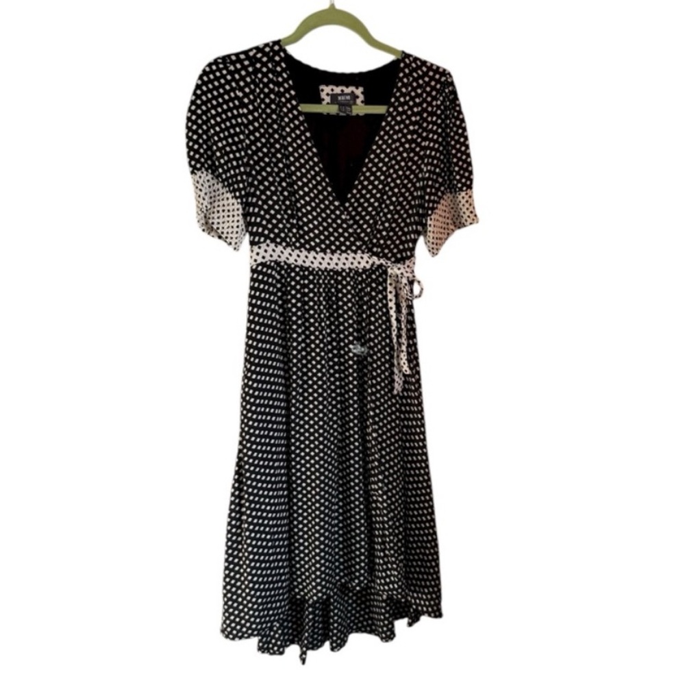 Anthropologie Maeve Black and White Polka Dot Midi Retro A-line Dress